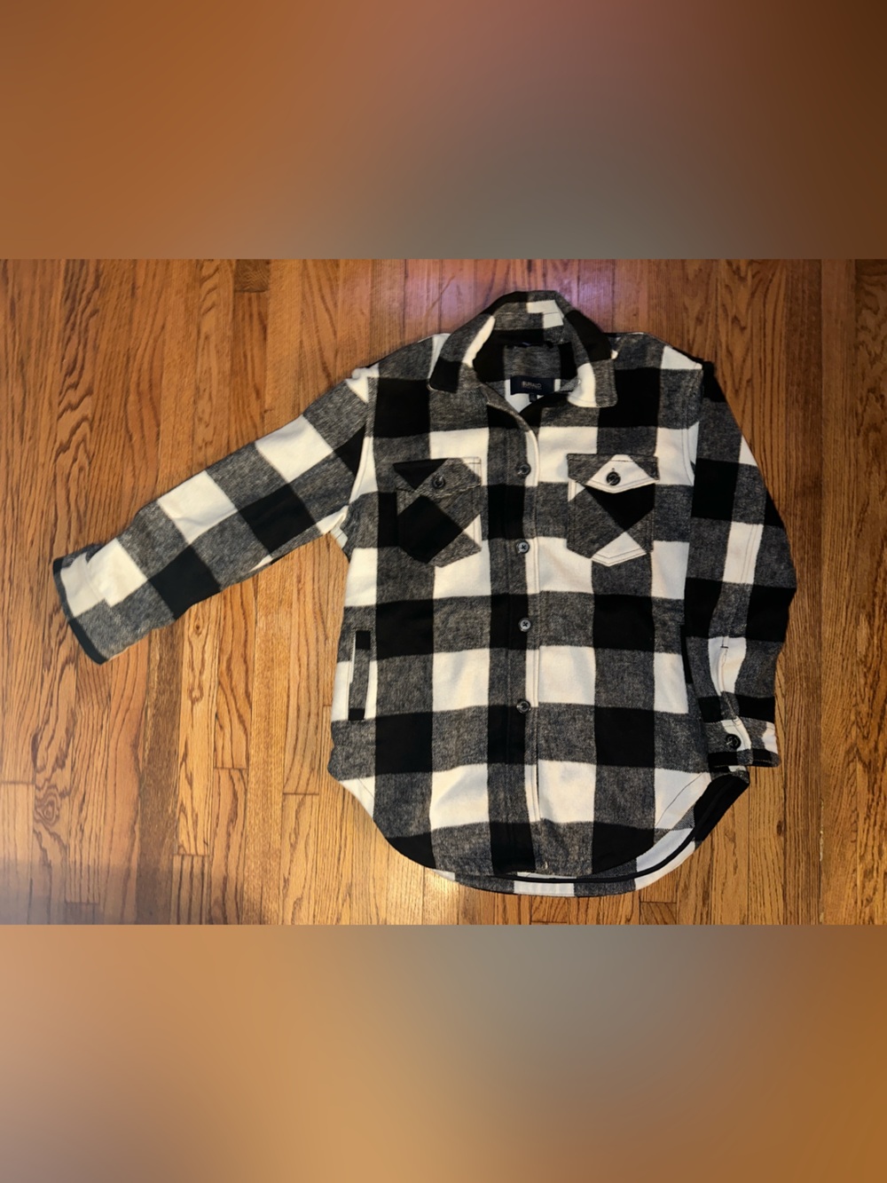Buffalo David Bitton Black and White Plaid Button-Up Shirt Jacket